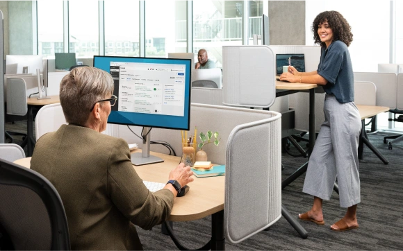Hiring manager at her desk